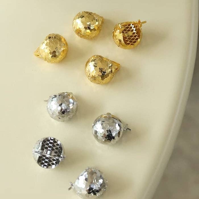 LanLivia - Vendita all'ingrosso Orecchini a bottone - Orecchini a Sfera di Ghiaccio Scintillante-Oro e Argento1