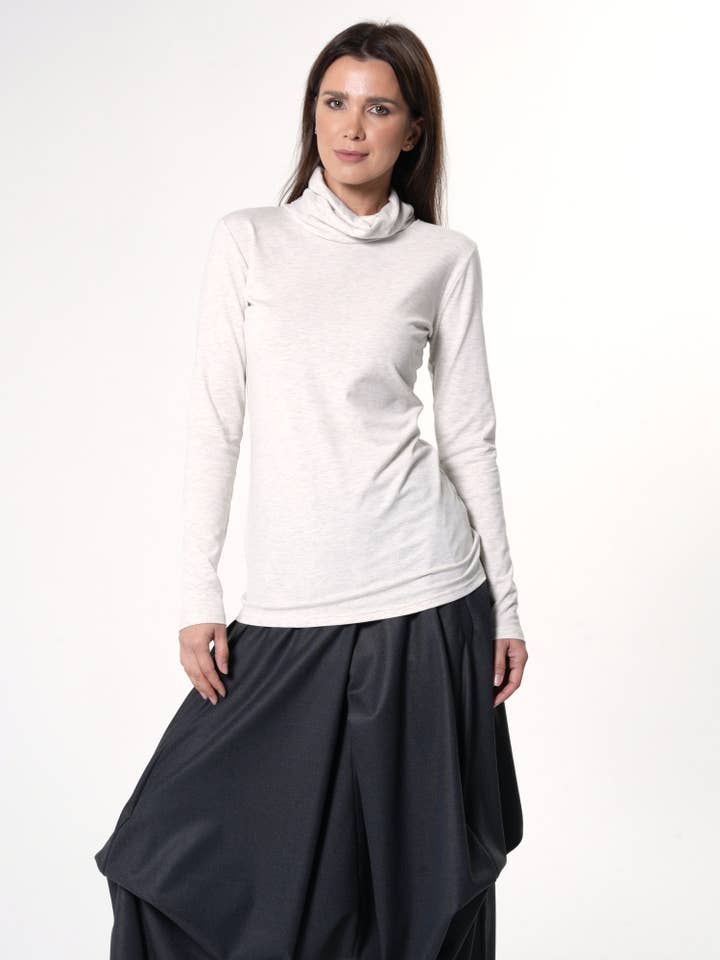 Metamorphoza - Wholesale Blouse - Women's - Casual Turtleneck Top In Ivory