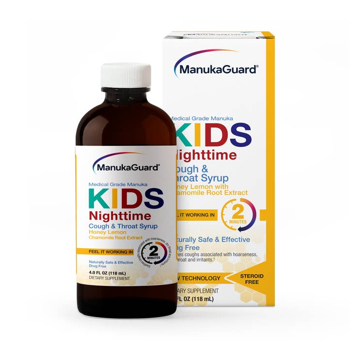 Kids Nighttime Cough & Throat Syrup, Mānuka Honey for wholesale by ManukaGuard