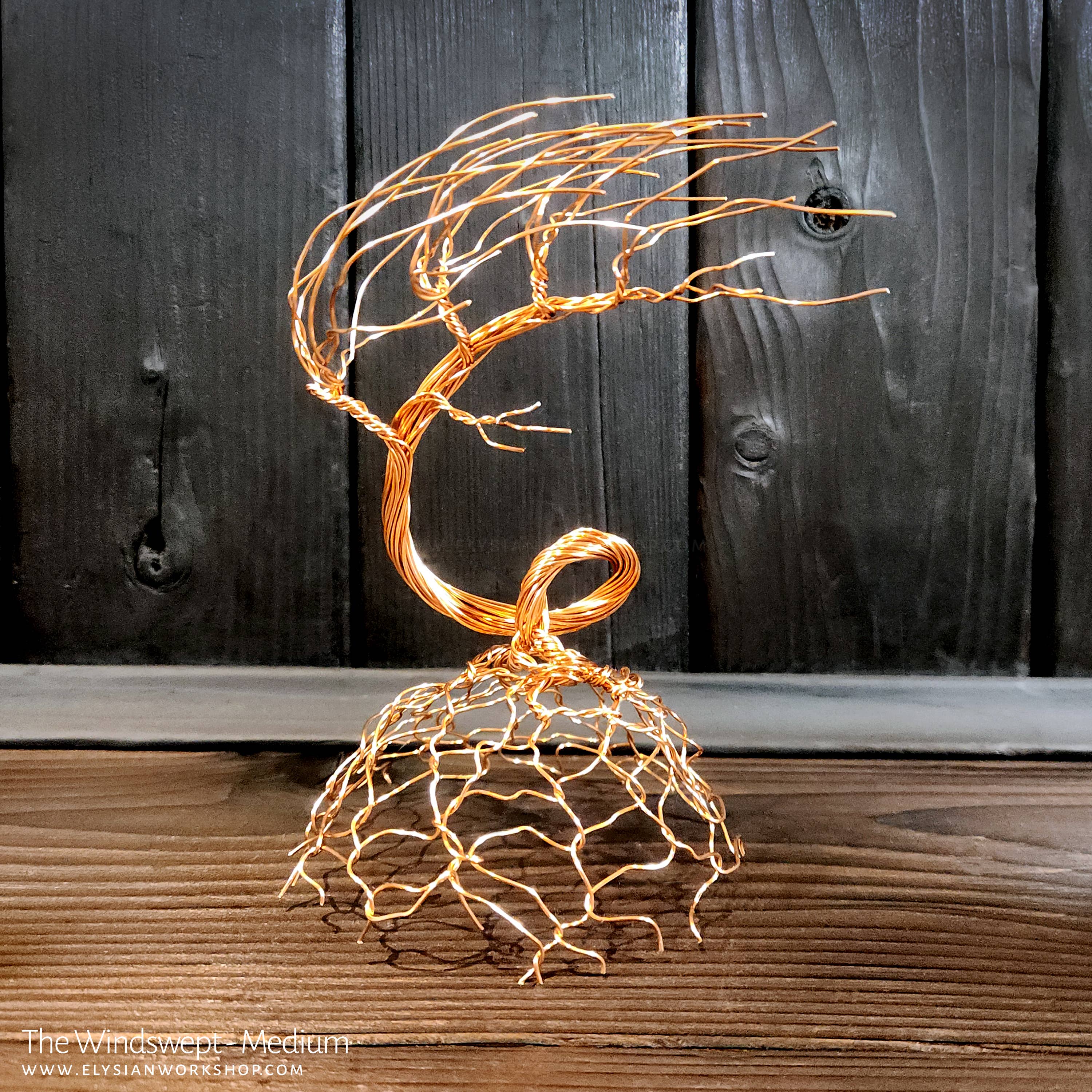 Elysian Workshop - Wholesale Sculpture - Windswept Bonsai Tree Handmade Copper Sculpture Minimalist0