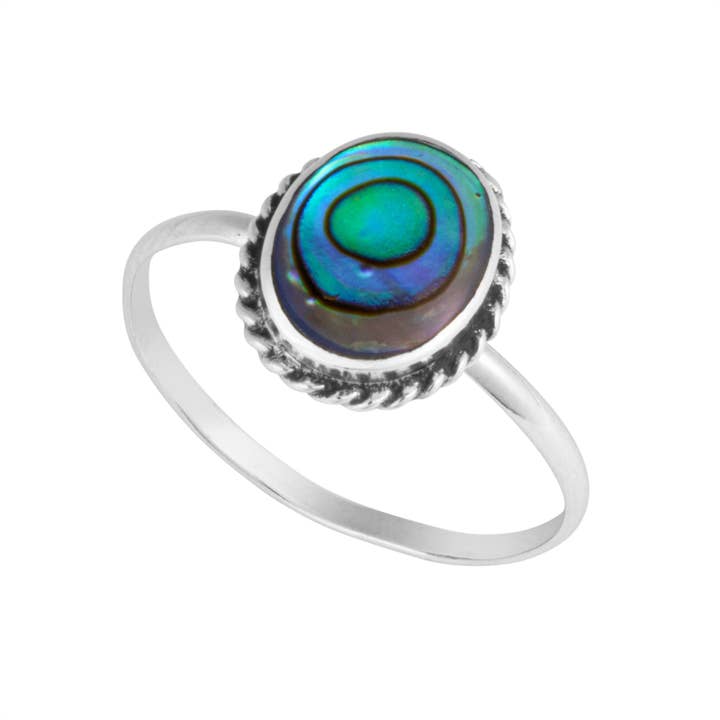 Silver Jewellery Cavern Wholesale - Wholesale Cocktail/Statement Ring - Dainty Abalone Oval Ring