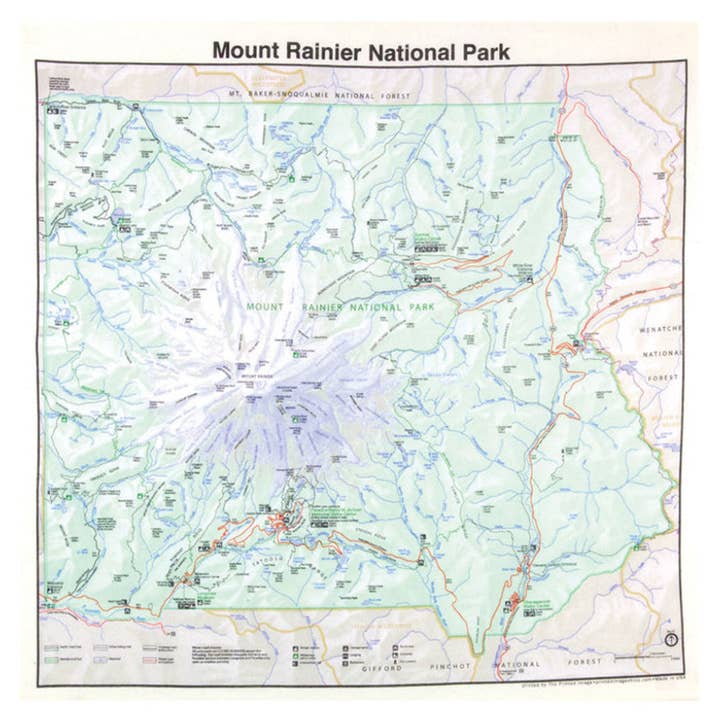 Printed Image Mt Rainier National Park Topographic Bandanna for wholesale by One Bay Distribution