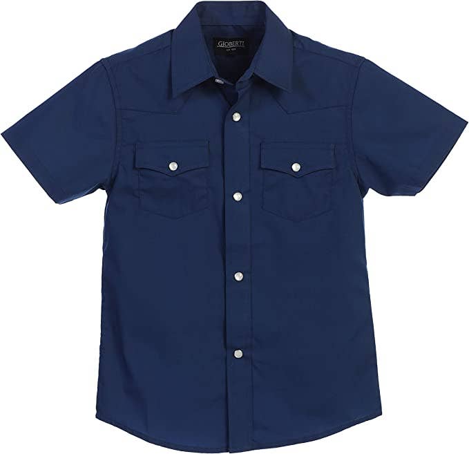 b-one inc - Wholesale Button Down Shirt - Men's - Men's Casual Western Solid Short Sleeve Shirt with Pearl Snaps GB-SS95W5