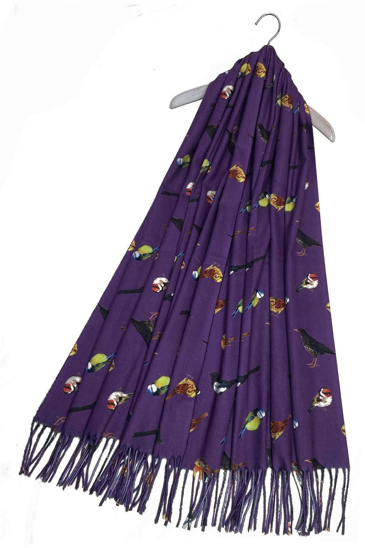 Fashion Scarf World - Wholesale Sjaal - Dames - Sjaal met kwastjes en print van British Wildlife Birds1