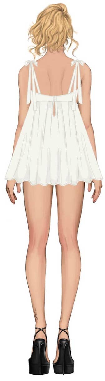 PERLE ELFENBEIN Rosalie Babydoll-Set aus Satin und bestickter Spitze mit G-String für den Großhandel auf Faire13