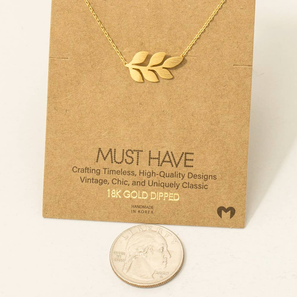 Fame Accessories - Wholesale Pendant/Charm Necklace - Gold Dipped Dainty Leaf Pendant Necklace2