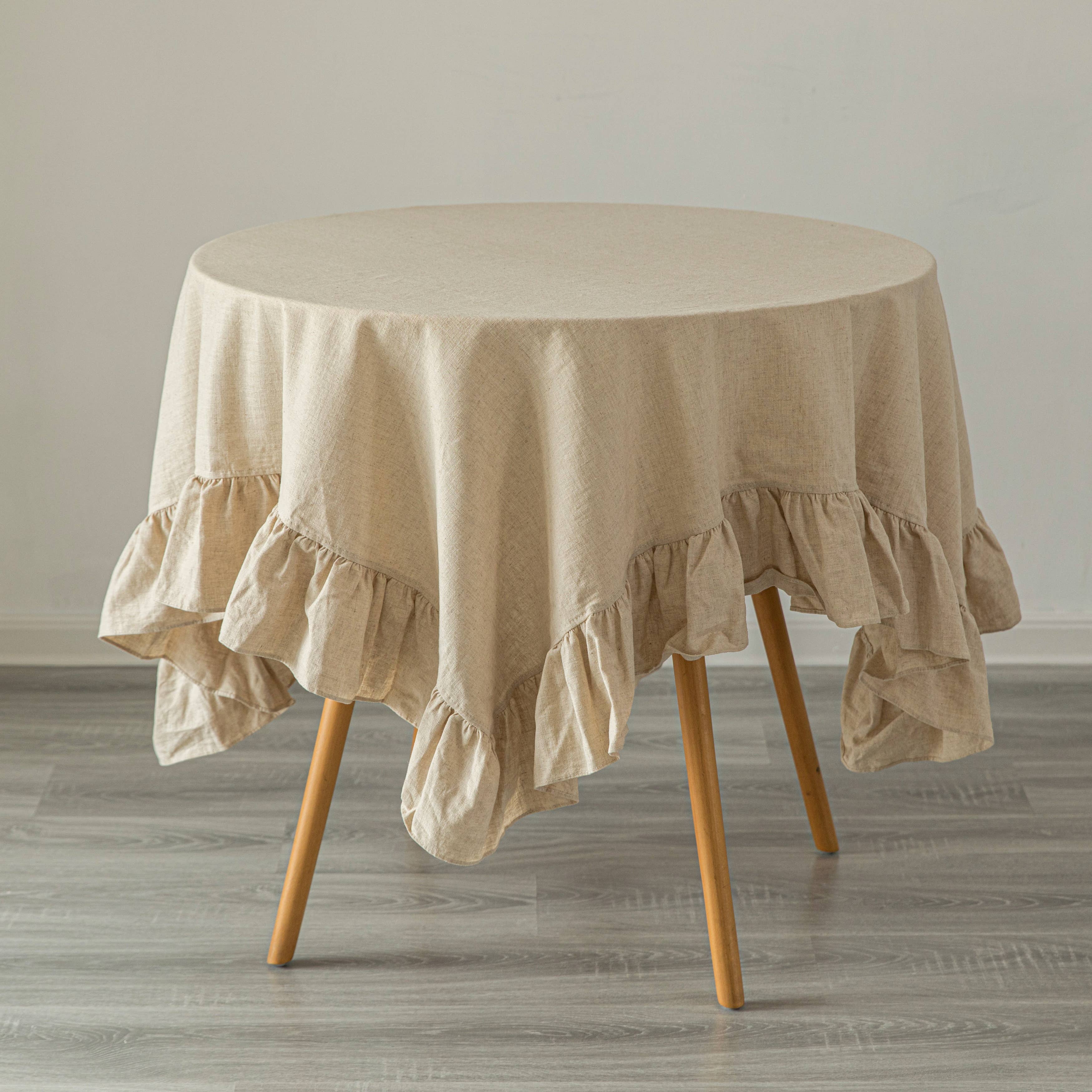 Quickway Imports - Wholesale Tablecloth - Deerlux 100% Pure Linen Washable Tablecloth with Ruffle Trim21