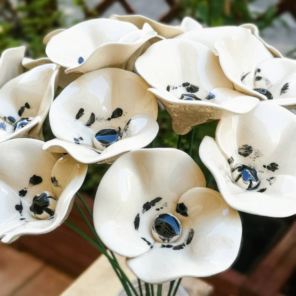 NaturoTheke – Großhandel Künstliche Blumen – Mohnblume ⌀ ca. 5cm, 39cm Stiel3