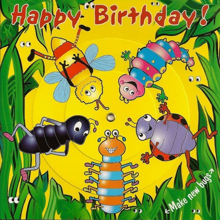 Beetles Spinner Birthday Card - Childrens Birthday Card for wholesale by Twizler Ltd