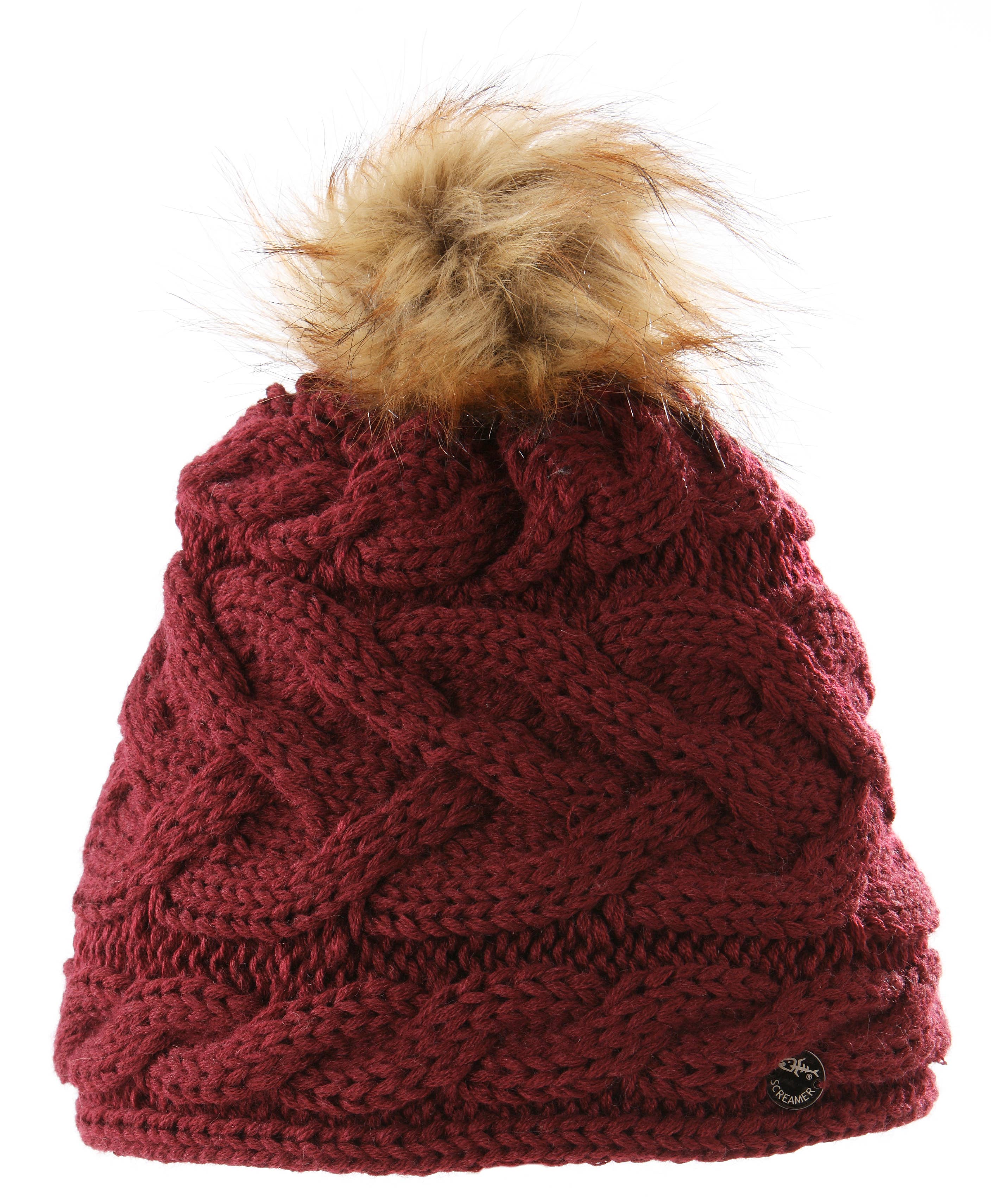 Screamer - Vente Bonnet – femme - Bonnet en laine tricoté à la main Jesslyn avec pompon en fausse fourrure8