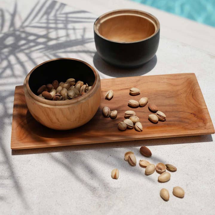 Bazar Bizar Living – wholesale Dekorativ tallrik/fat/skål – Teakrotssushi-tallriken - M5