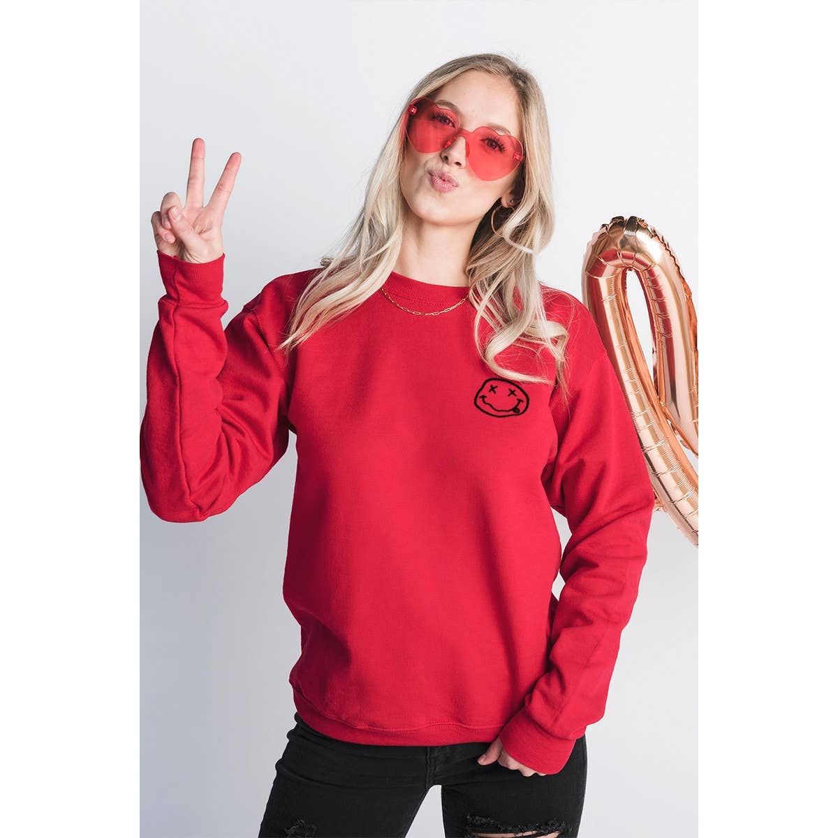 Illustrated Society - Wholesale Sweatshirt - Women's - SMILE FACE EMBROIDERY3