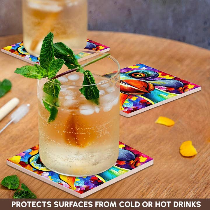 3dRose - Wholesale Coasters - 3dRose, Colorful dodo bird portrait. Funny digital oil painting gift, card, Coaster2