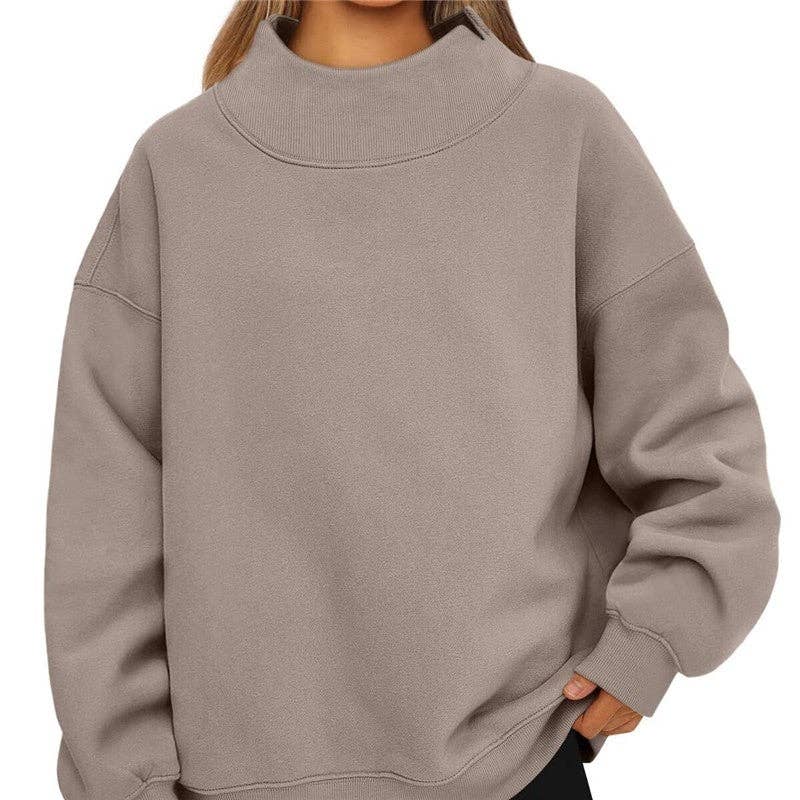 FurDecoration - Wholesale Sweatshirt - Women's - Solid Color High Neck Fleece Sweatshirt6