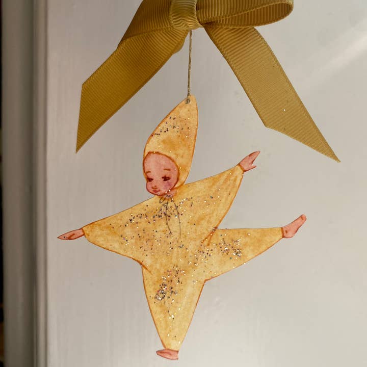 Tall Hat Tales - Wholesale Christmas Decoration - Gule stjernebørn papirklip1