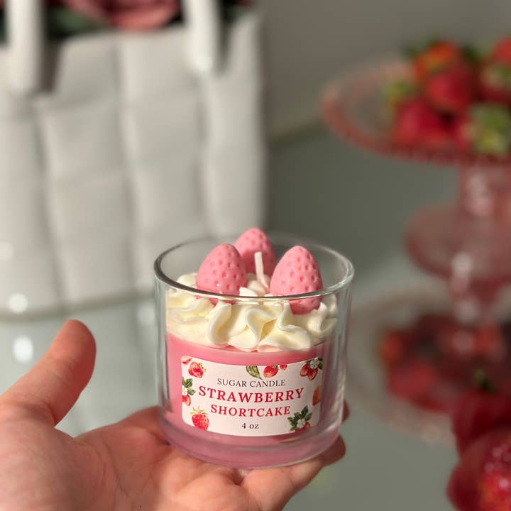 Sugar Candle - Wholesale Jar/Filled Candle - Strawberry Shortcake Candle – Handcrafted Soy Wax