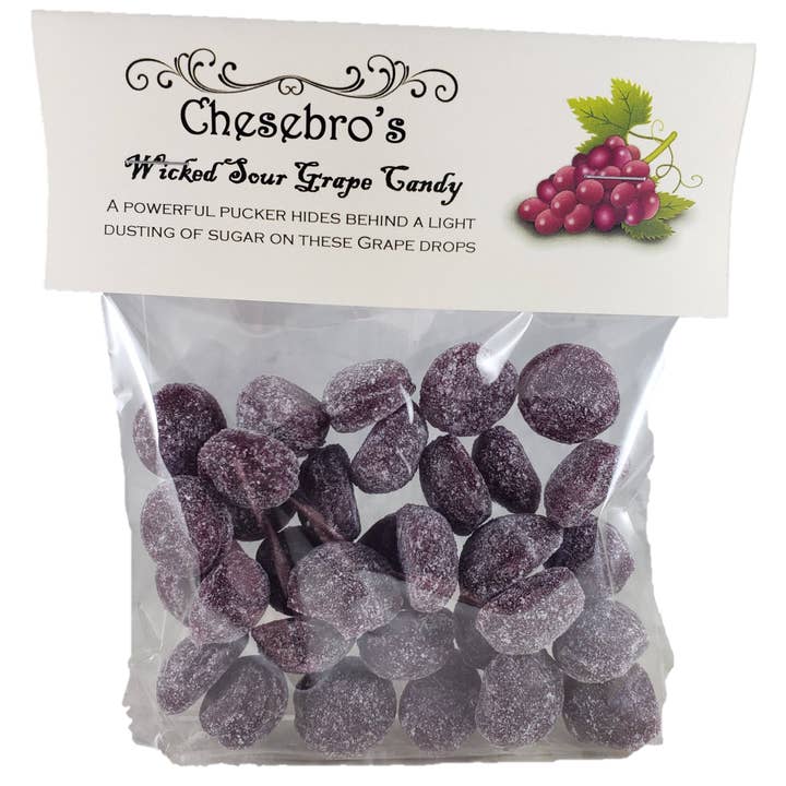 Chesebro's Handmade Confections and Candy - Wholesale Hard Candy - Wicked Sour Grape Hard Candy Drops, 4.5 oz.
