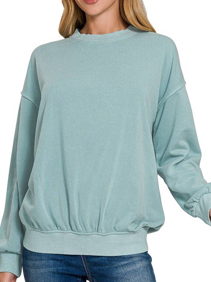 Chandails à col rond en polaire teinté pigmenté pour la vente par Vanilla Monkey