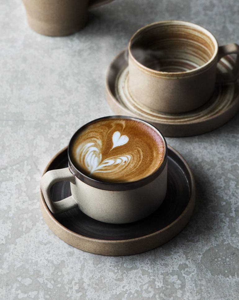 Gohobi （We cover U.S. import duties） - Wholesale Koffiemok - Gohobi Handgemaakte Aardewerk Zwart en Bruin Koffiemok en Schotel10