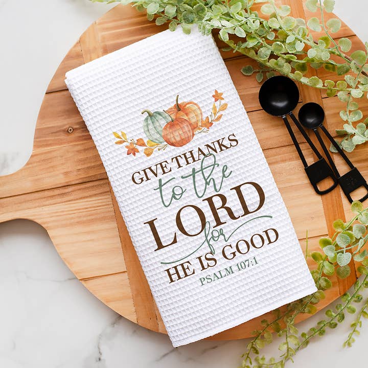 Serviette de remerciement d'automne, verset biblique religieux, décor de citrouille pour la vente par Canary Road