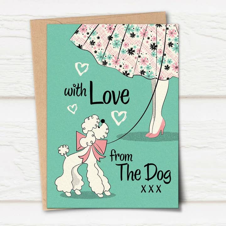 Poodle Skirt 'From The Dog' Card for wholesale by Pennychoo