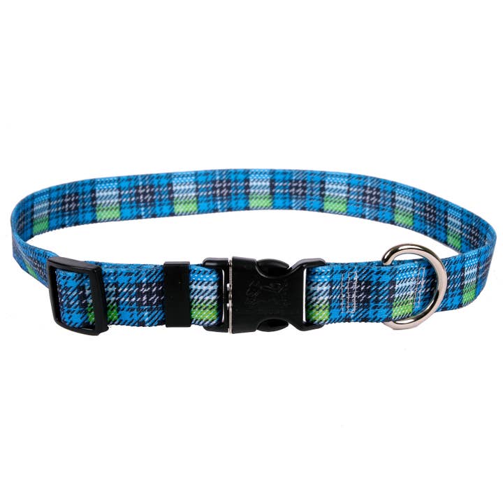 Highland Plaid Blue & Black Standard Collar for wholesale by Yellow Dog Design