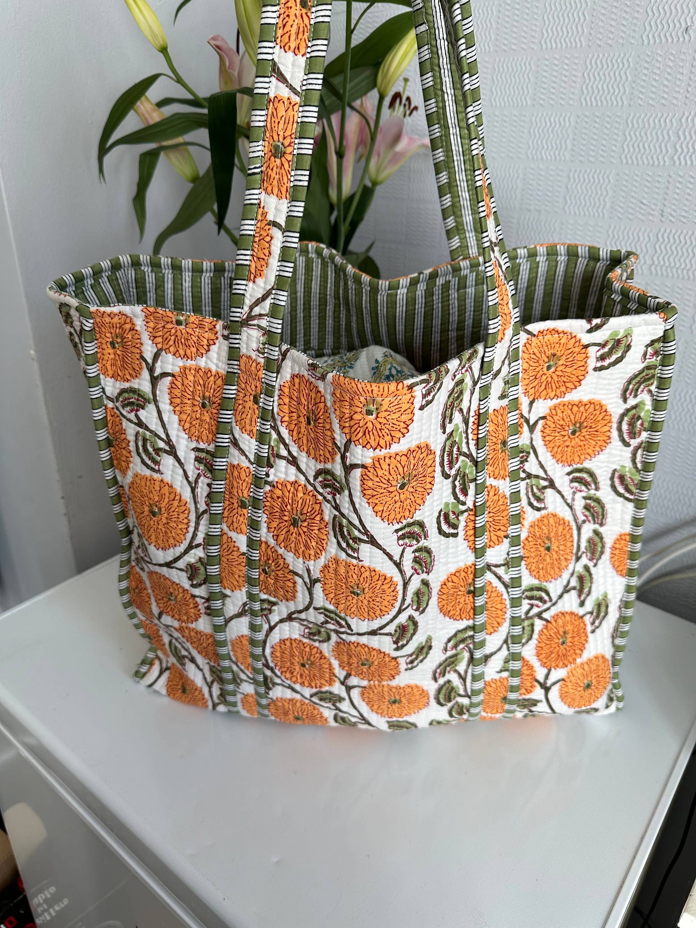 Funky Yak Ltd - Vendita all'ingrosso Borsa tote - Donna - Borsa Tote Reversibile Boho Trapuntata Kantha in 100% Cotone