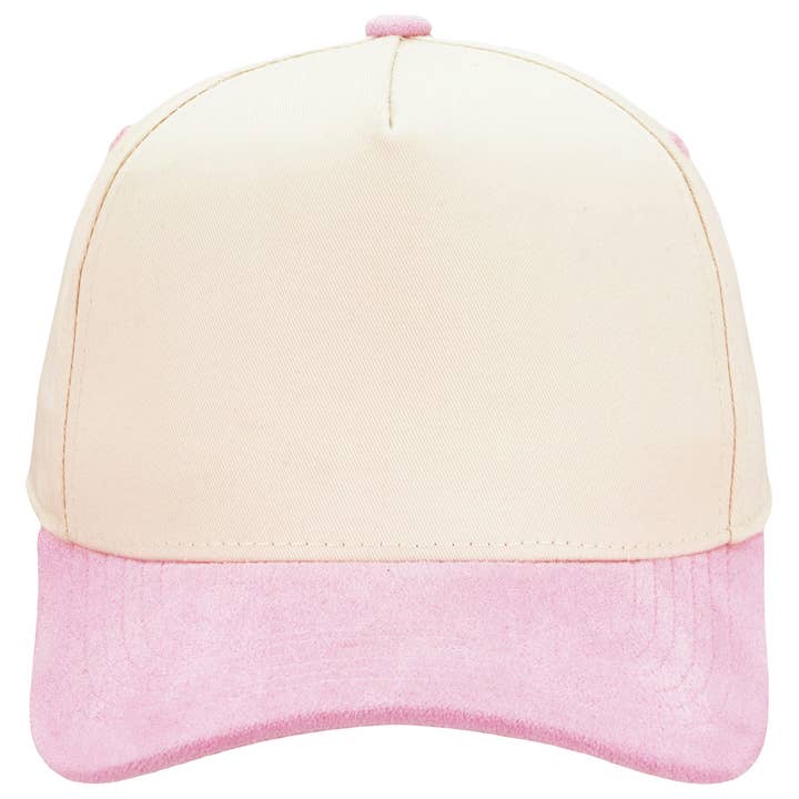Cap Zone - Vente Casquette de baseball – unisexe - Casquette de Baseball à 5 Panneaux Beige avec Visière Courbée en Suède Végan32
