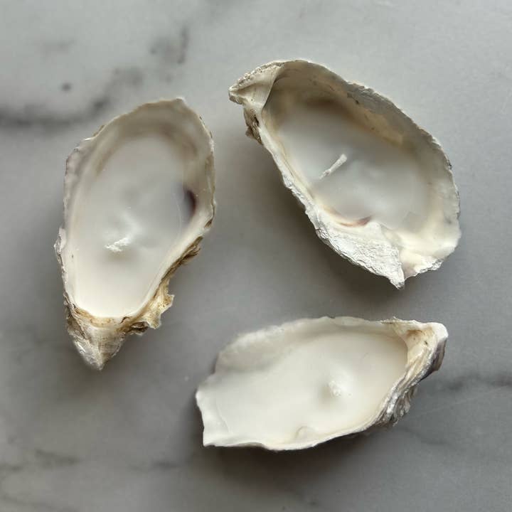 Oyster shell Tea lights for wholesale by Coastal Collective Co.