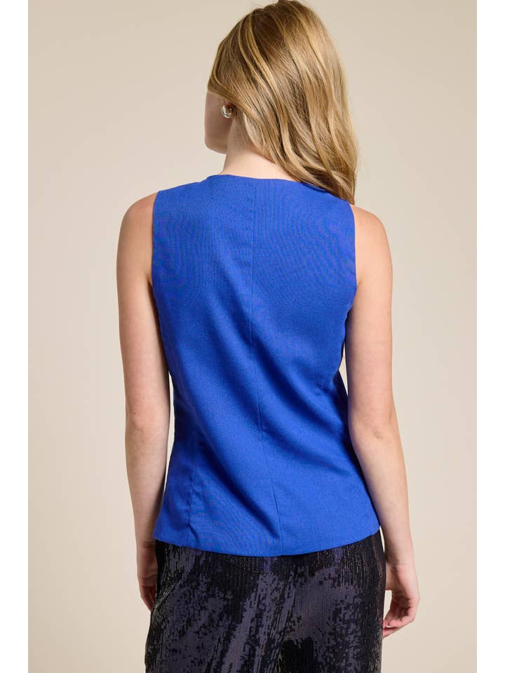 Mimosa - Vente Veste sans manches – femme - Gilet sans manches à encolure ronde avec boutons