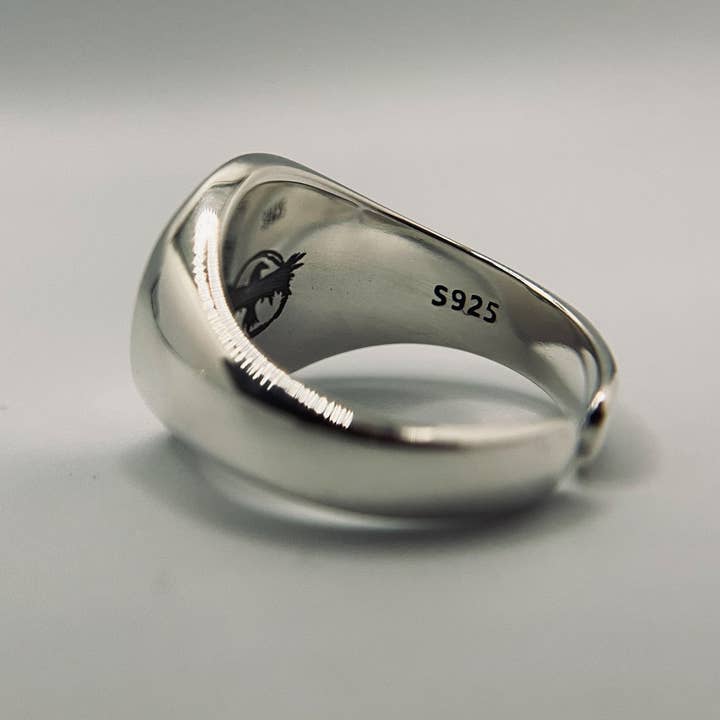 Black Feather Design – Anel de sinete por atacado – Anel Ghost - Anel Regulável Spooky Gothic - Prata de 1ª Lei6