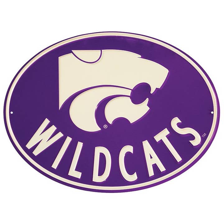 Kansas State Wildcats Embossed Oval Sign (Sale Item) for wholesale by Hanna's Handiworks