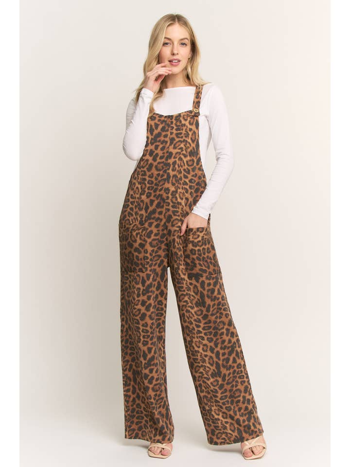 BROWN SLEEVELESS ANIMAL URBAN RIBBED JUMPSUITS for wholesale on Faire6