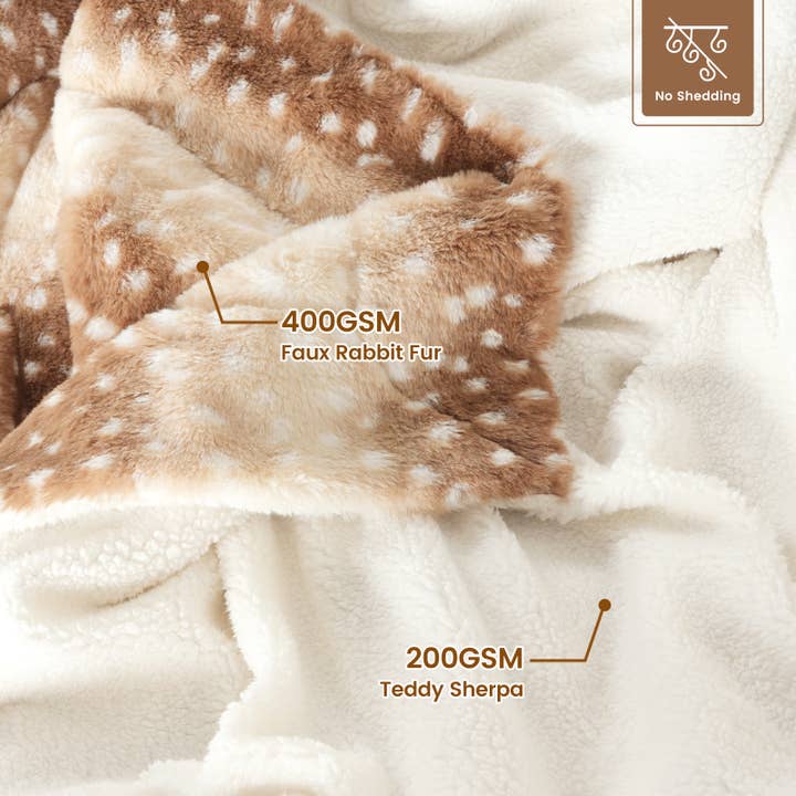 DreamValley - Wholesale Throw Blanket - CB Faux Fur Throw Blankets Soft Bed Blanket, Deer8