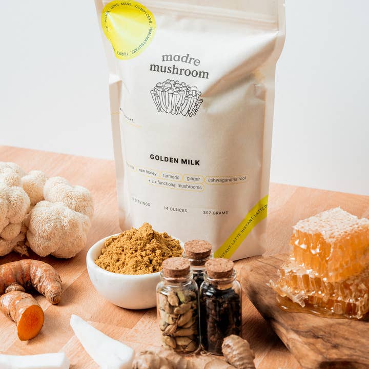 Madre Mushroom – wholesale Hälsodryck i pulverform – Gyllene mjölk - Svamplatte