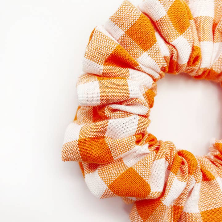 ELSE - Wholesale Scrunchie - Women's - Orange Gingham Plaid Scrunchies, Womens Scrunchies Hair Ties1