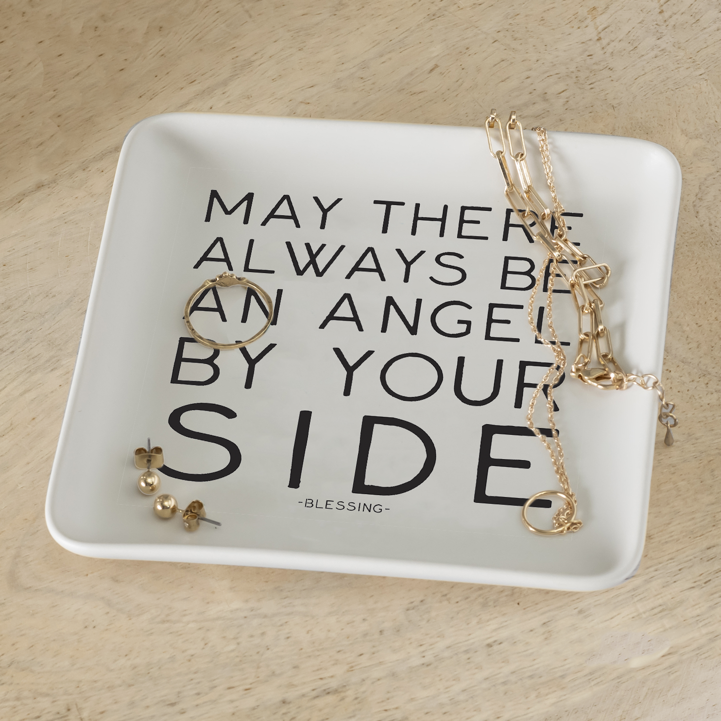 Quotable - Wholesale Decorative Plate/Dish/Bowl - Trinket Dishes - TR201- Angel By Your Side (Blessing)2