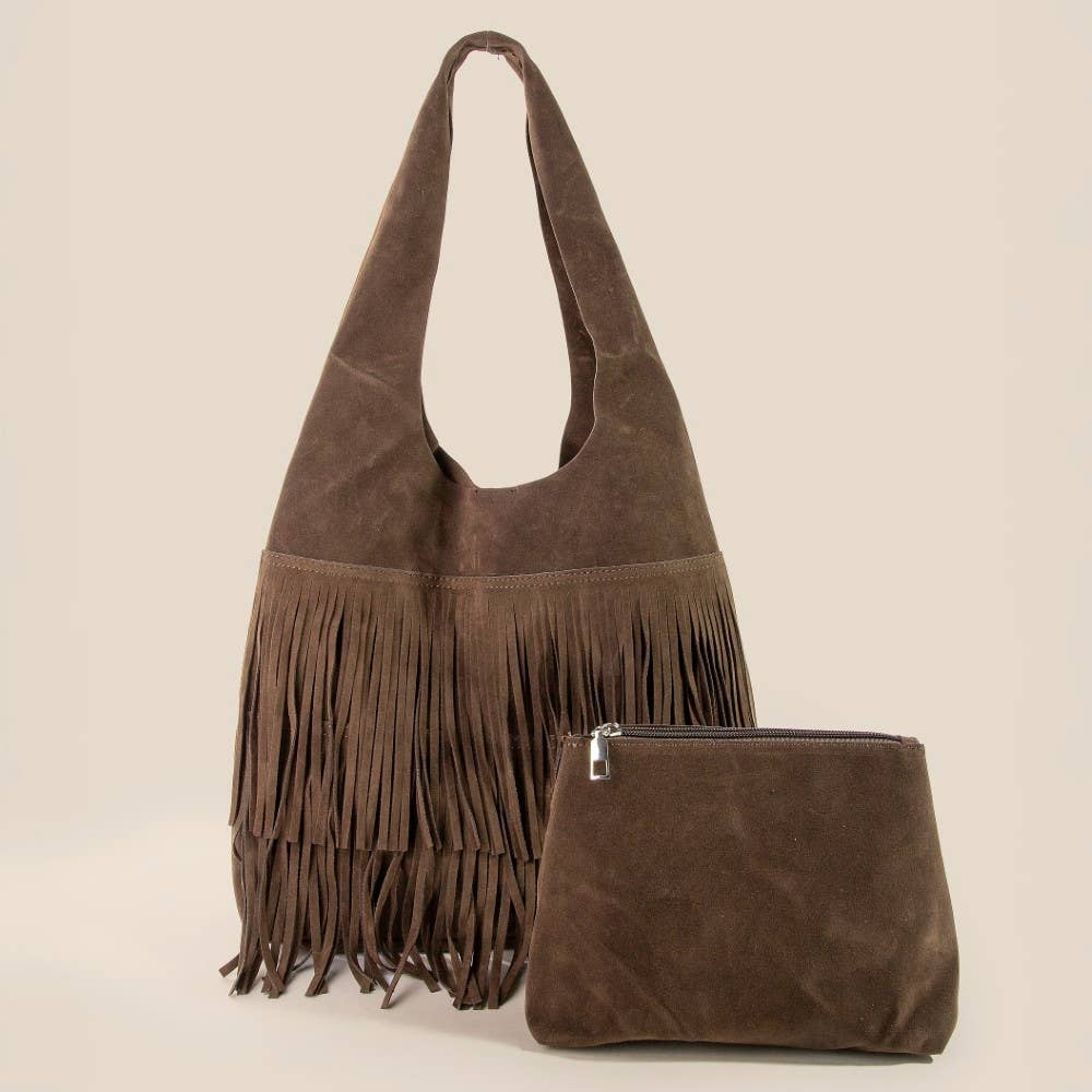 Anarchy Street - Venta al por mayor Bandolera - Mujer - Bolso Hobo de Ante con Flecos en Capas8