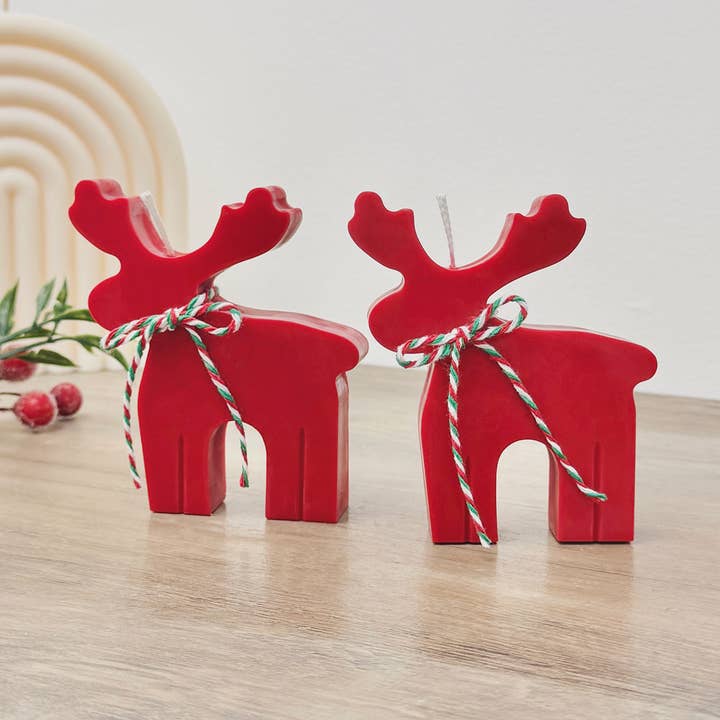 Eli and Things – wholesale Pelarljus – Rött renljus - Rudolph Reindeer Christmas Stearinljus0