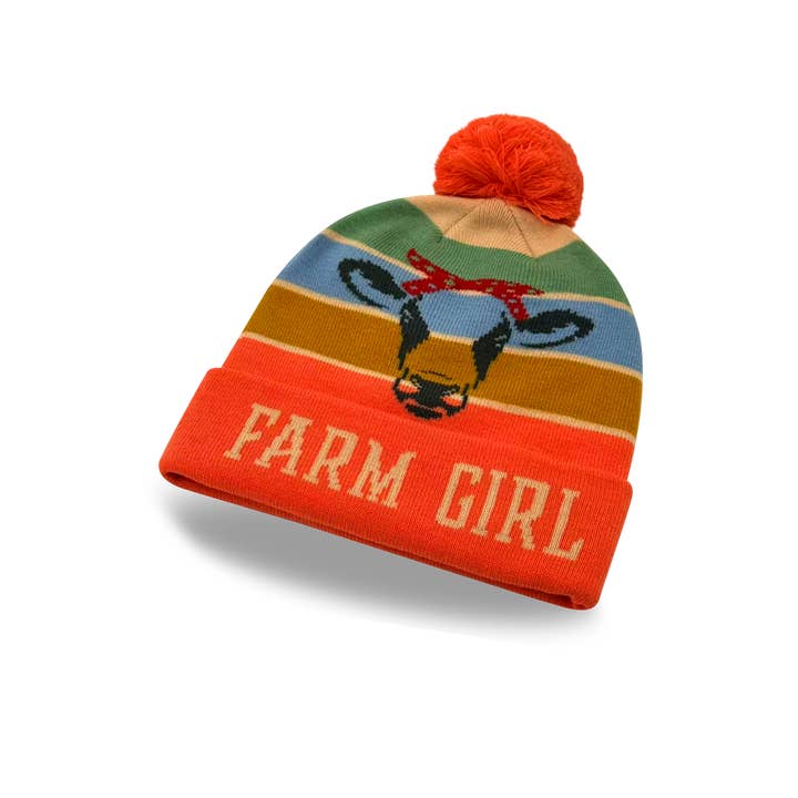 Northern Icons Creations INC - Wholesale Beanie – Women's - Farm Girl Cow Knit Pom Pom Beanie – Country Style Winter Hat2