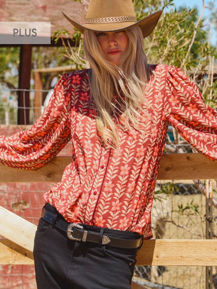 Plus Floral Printed Blouse for wholesale by Oddi