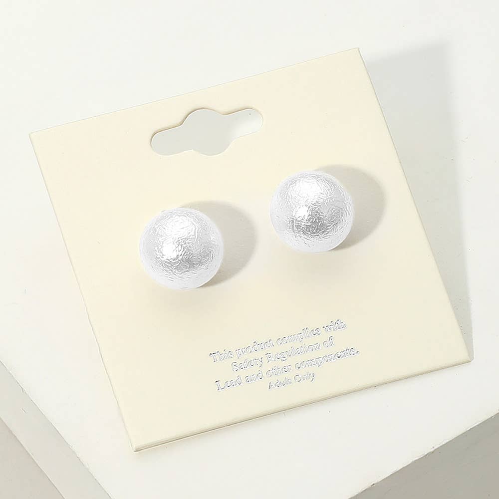 Sensibling Corp. - Wholesale Stud/Post Earrings - 12Pairs - Textured Pearl Stud Earrings5