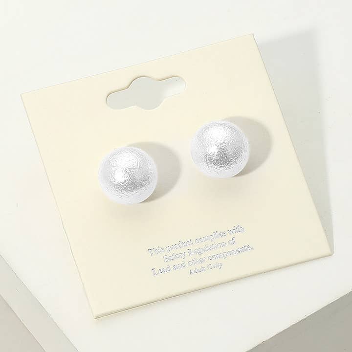 Sensibling Corp. - Wholesale Stud/Post Earrings - 12Pairs - Textured Pearl Stud Earrings5