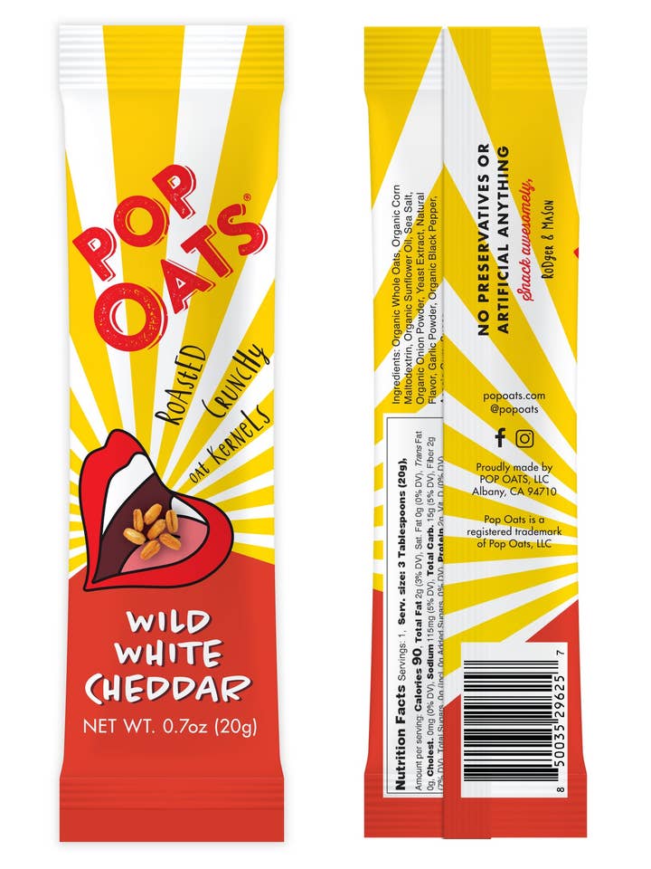 Wild White Cheddar Pop Oats Snack Box for wholesale by Pop Oats