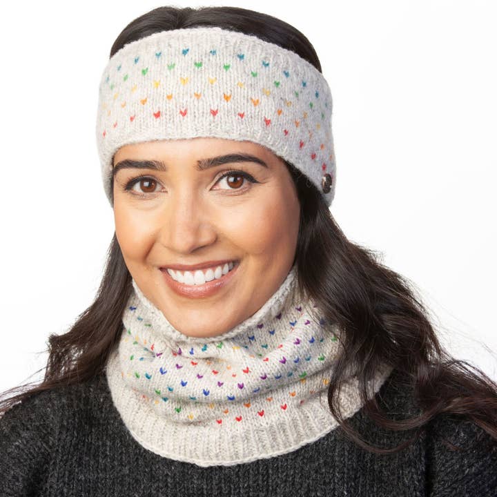 Rainbow Tick Headband - Pure Wool - Fair Trade for wholesale by Black Yak Ltd