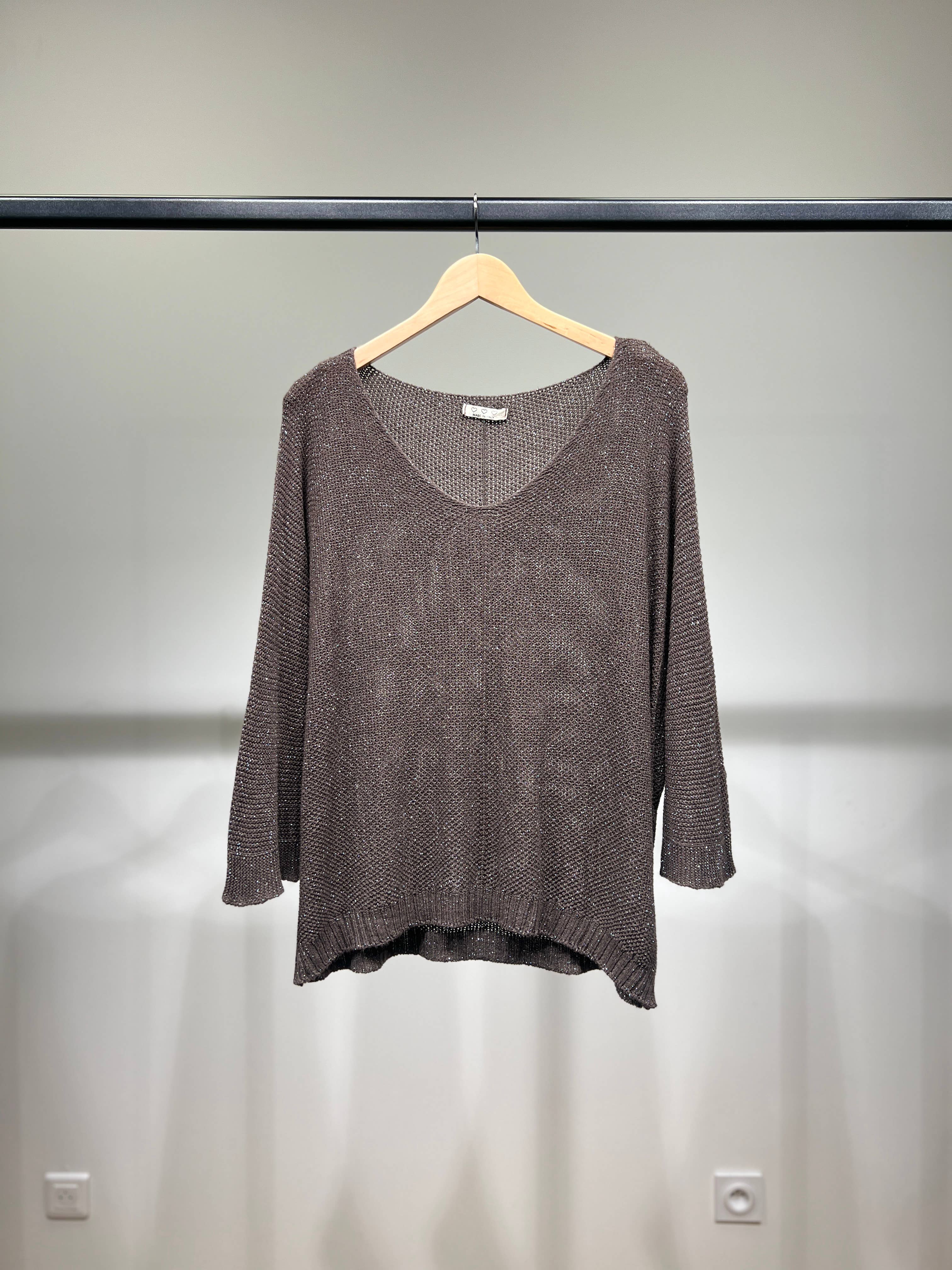 L'Emotion - Wholesale Knit Sweater - Women's - Modal Shiny Thread V-Neck Knitted Sweater4