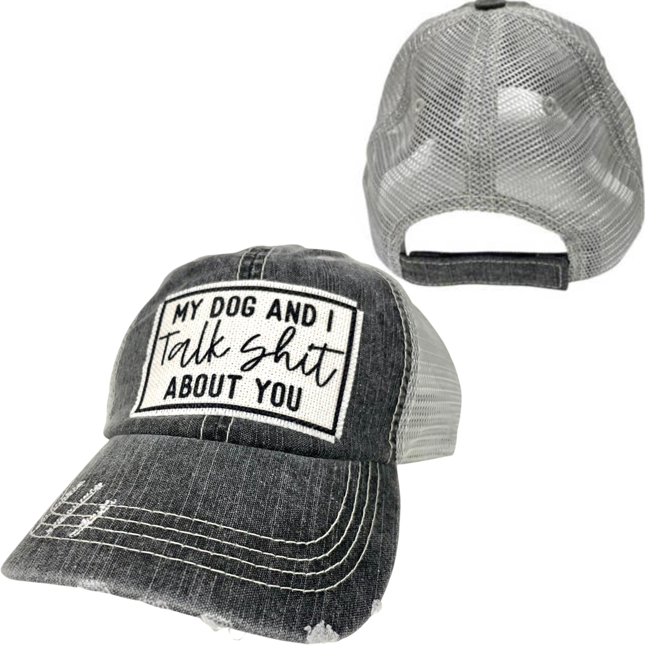 dkhandmade - Vente Casquette de camionneur – unisexe - MY DOG AND I TALK SHIT ABOUT YOU | CHAPEAU UNISEXE | DISTRESSED2