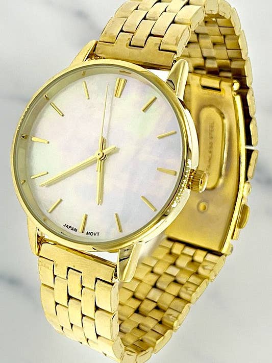 Shell Stone Face Metal Watch for wholesale by Andrea Bijoux