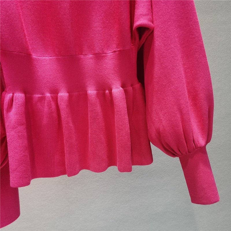 UZ Wholesale Store - Wholesale Top & Skirt Set - Women's - Two-Piece Lantern Sleeve Sweater And Bodycon Skirt4