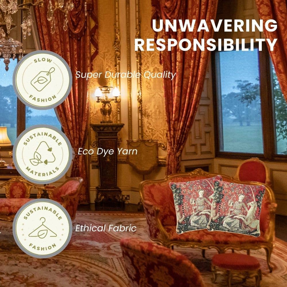 SignareArt - Vente Housse de coussin - CCOV-ART-LU-SI | LA DAME À LA LICORNE SENS DE LA VUE Taie d'oreiller/HOUSSE DE COUSSIN | DESIGN DÉCORATIF MODE MAISON OREILLER 45X45 CM2